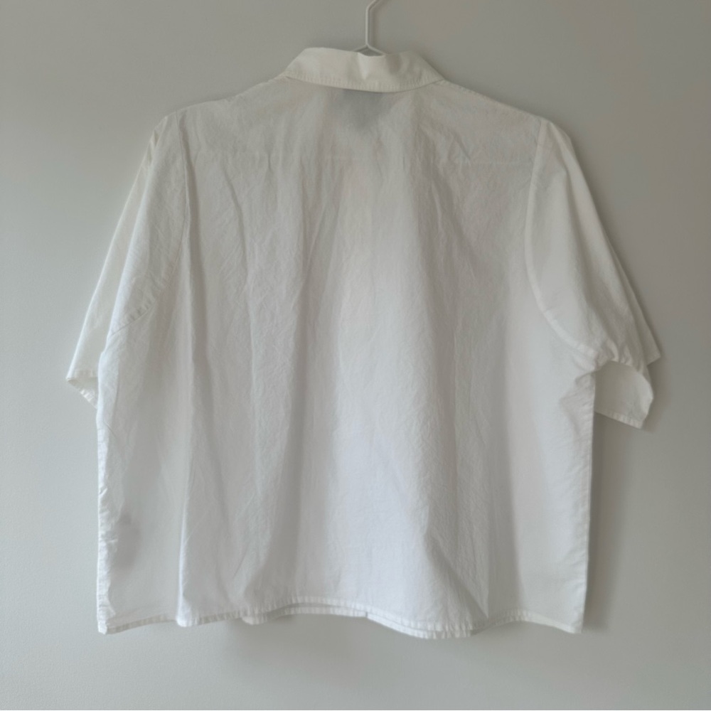 COS White Poplin Cotton Short-Sleeve Button-Down Shirt Women US 2 — NWOT - Picture 6 of 8